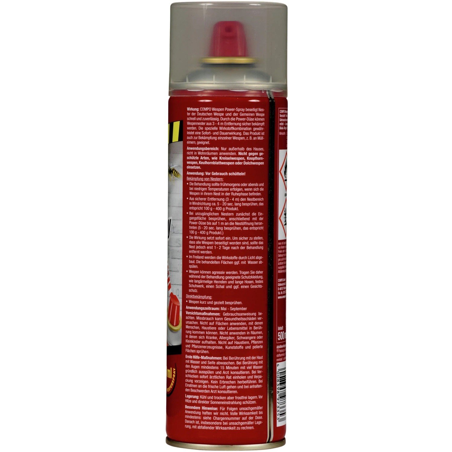 Compo Wespen Power Spray, 500ml Dose zur Wespenbekämpfung mit Sofortwirkung.