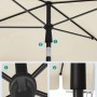 Details des beigen Songmics Sonnenschirms: Höhenverstellung und Verriegelungsstift im Fokus.