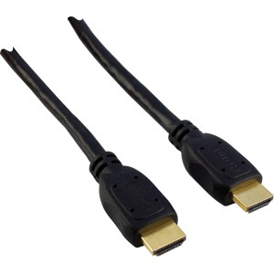 Schwarzes HDMI-Kabel, 5 m, vergoldete Kontakte für Audio- und Videoübertragung.