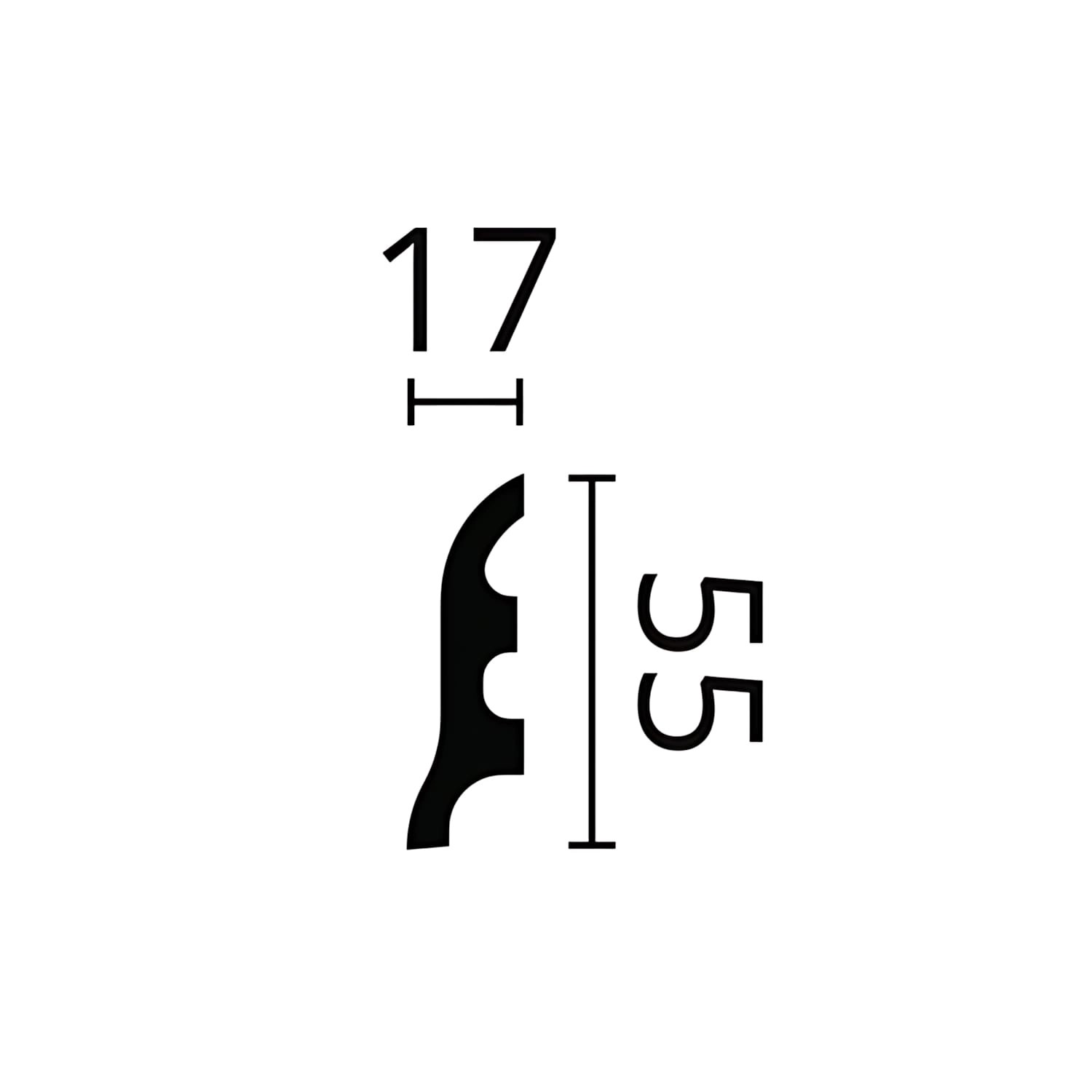 Detailaufnahme: Profil der weißen NOEL & MARQUET FL3-Box WALLSTYL Sockelleiste, Maße 17x55 mm.