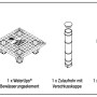 Bestandteile WaterUps Pflanzkübel: Kübel, Bewässerungselement, Zulaufrohr, Überlaufventil und Perlit-Sack.