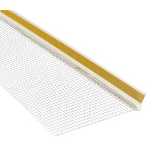 Anputzleiste 8x8 mm mit Gewebe (2,4 m) für WDV-Systeme, Detailansicht.
