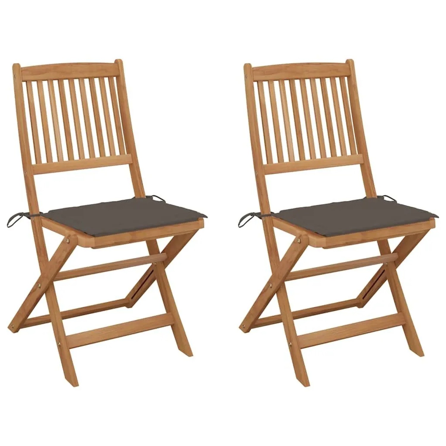 vidaXL Klappbare Gartenstühle 2 Stk mit Kissen Massivholz Akazie 3064652