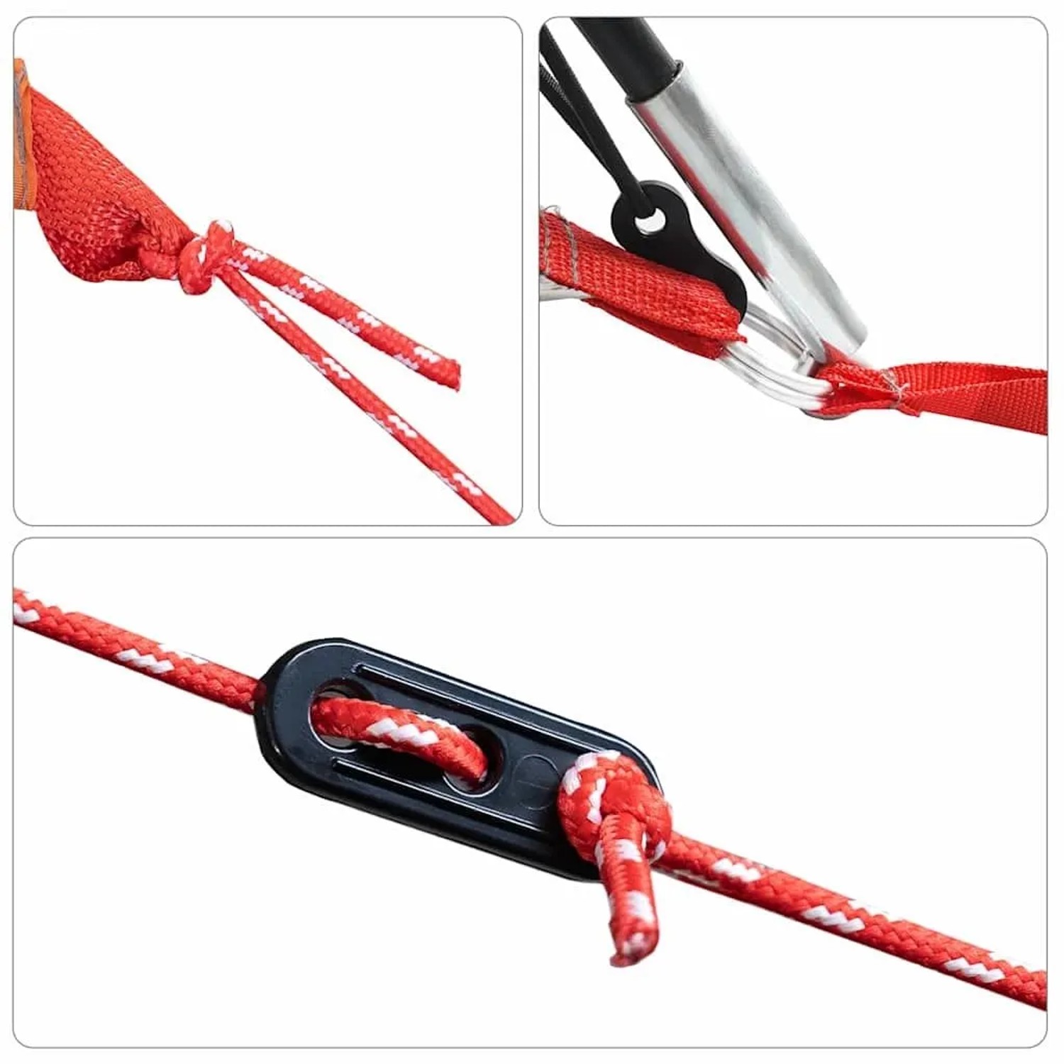 Details des vidaXL Zelts: Spannseil, Heringöse und Seilspanner im Detail.