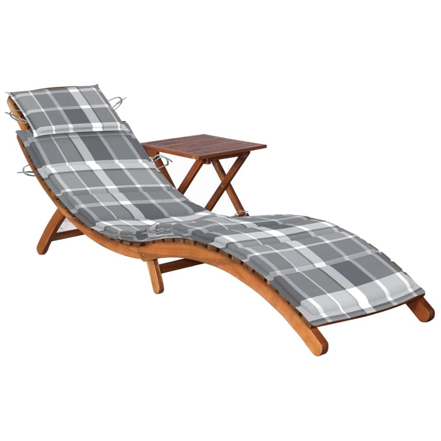 Thumbnail - vidaXL Sonnenliege 184 x 55 x 64 cm mit Tisch und Auflage Massivholz Akazie