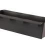 Anthrazitfarbener Paletten Blumenkasten 37cm aus Kunststoff mit Hängesystem. Robuster Pflanzkasten für Balkon.
