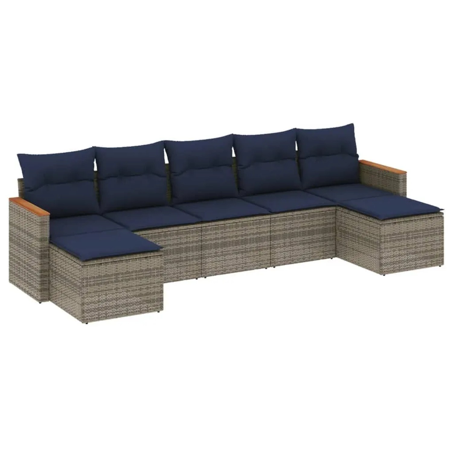 vidaXL 7-Tlg Gartensofa-Set mit Kissen Grau Polyrattan 3226236 günstig online kaufen