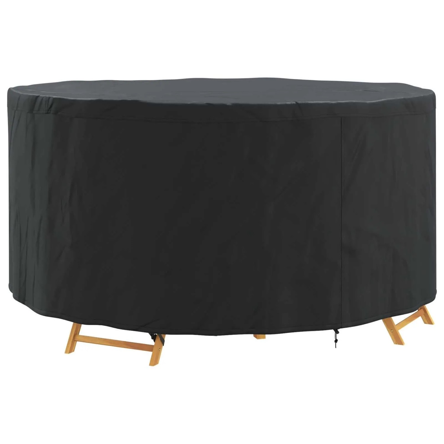 Schwarze, runde vidaXL Gartenmöbelabdeckung aus 210D-Gewebe, wasserdicht und UV-beständig, schützt Outdoor-Möbel.