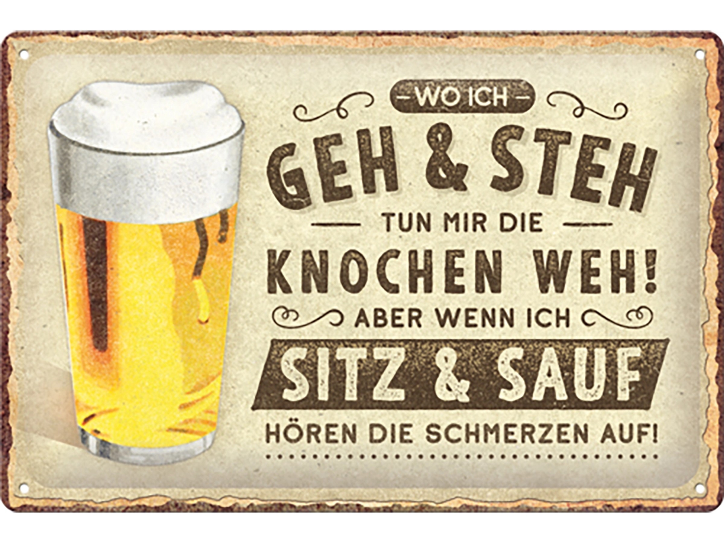 Retro Blechschild „Wo Ich Geh Und Steh – Bier“ – Vintage Wanddeko Aus Metall, 20x30 Cm
