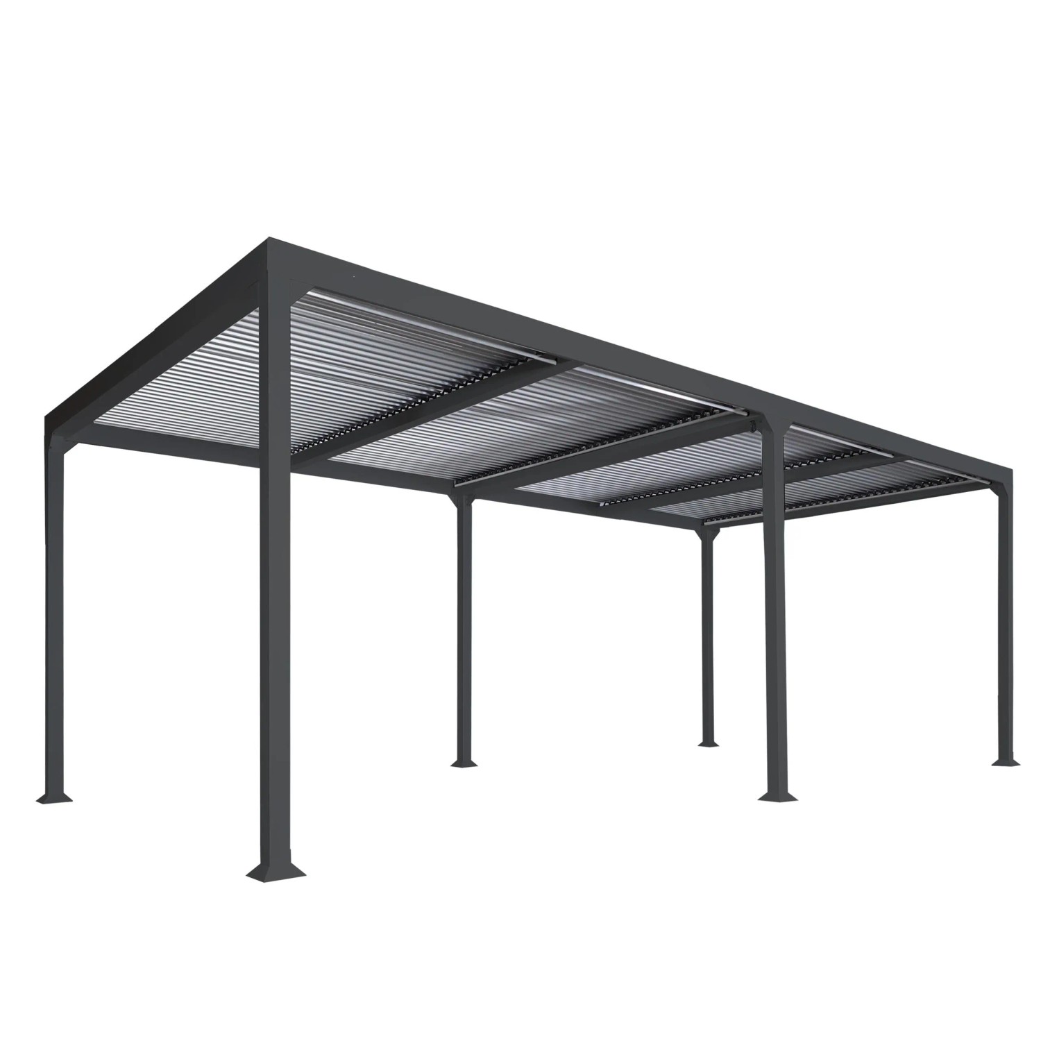 BERLINLODGE Alu Pergola HxBxT 224x600x300cm Lamellen-Pavillon Terrassenüberdachung Anthrazit Stabiles 8cm-Metall-Gestell