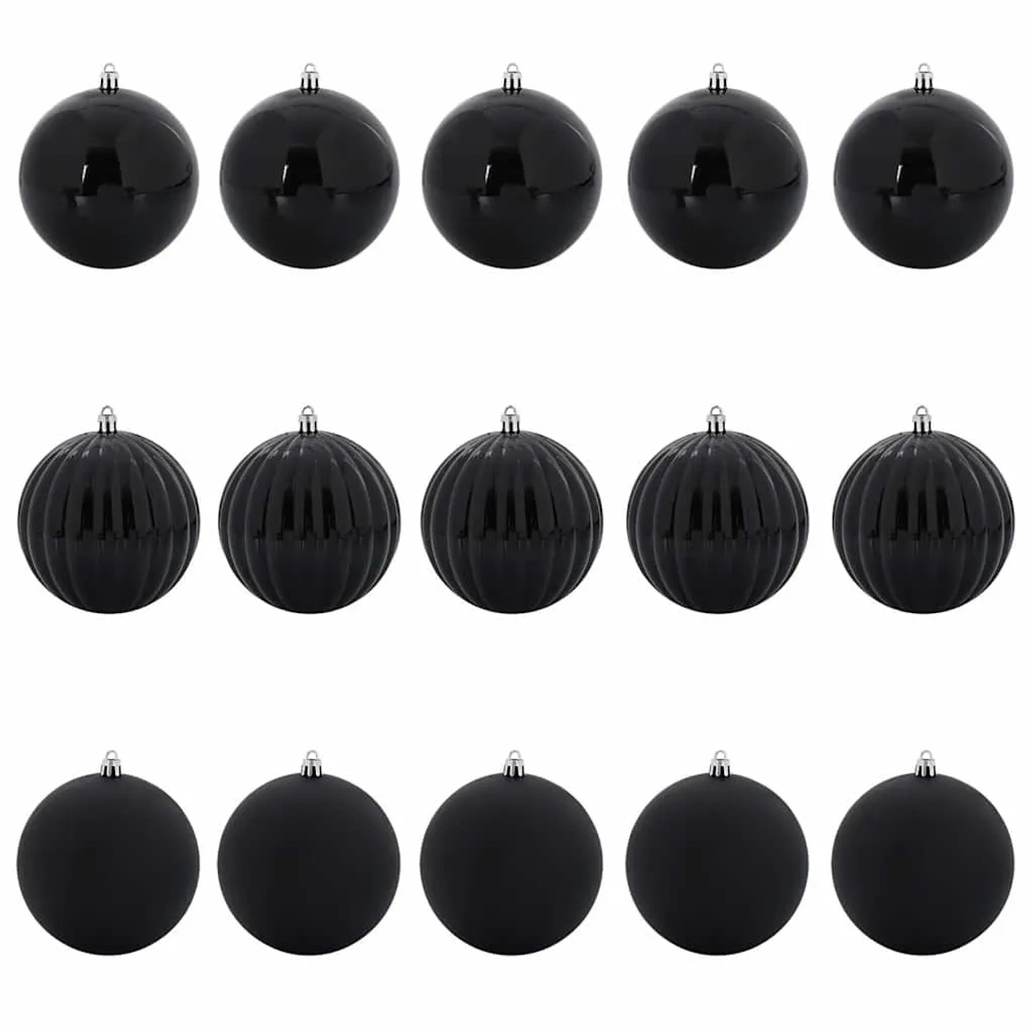 vidaXL Weihnachtskugel-Set 15-Tlg Schwarz XL 42018857