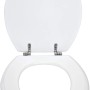 Weißer Wenko WC-Sitz Prima aus MDF mit Edelstahlbefestigung, geeignet für Spülkästen.