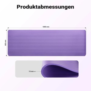 Wiltec Yogamatte Violett 180X60X15Cm Turnmatte Gymnastikmatte Bodenmatte Sport