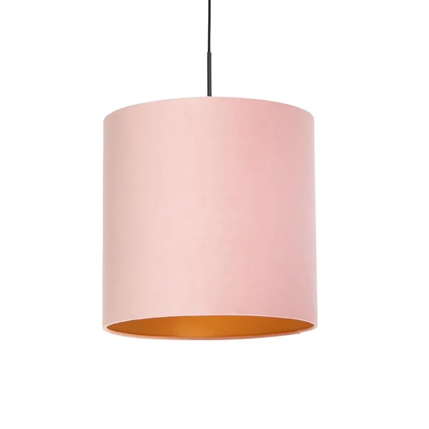 QAZQA Hängelampe mit Veloursschirm Rosa mit Gold 40 cm Combi