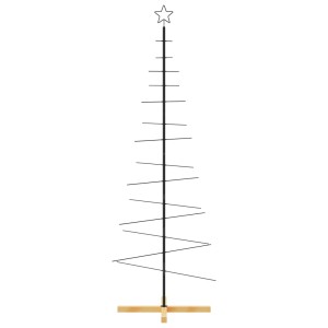 Schwarzer vidaXL Metall Weihnachtsbaum 180 cm mit Holzständer für DIY Deko.