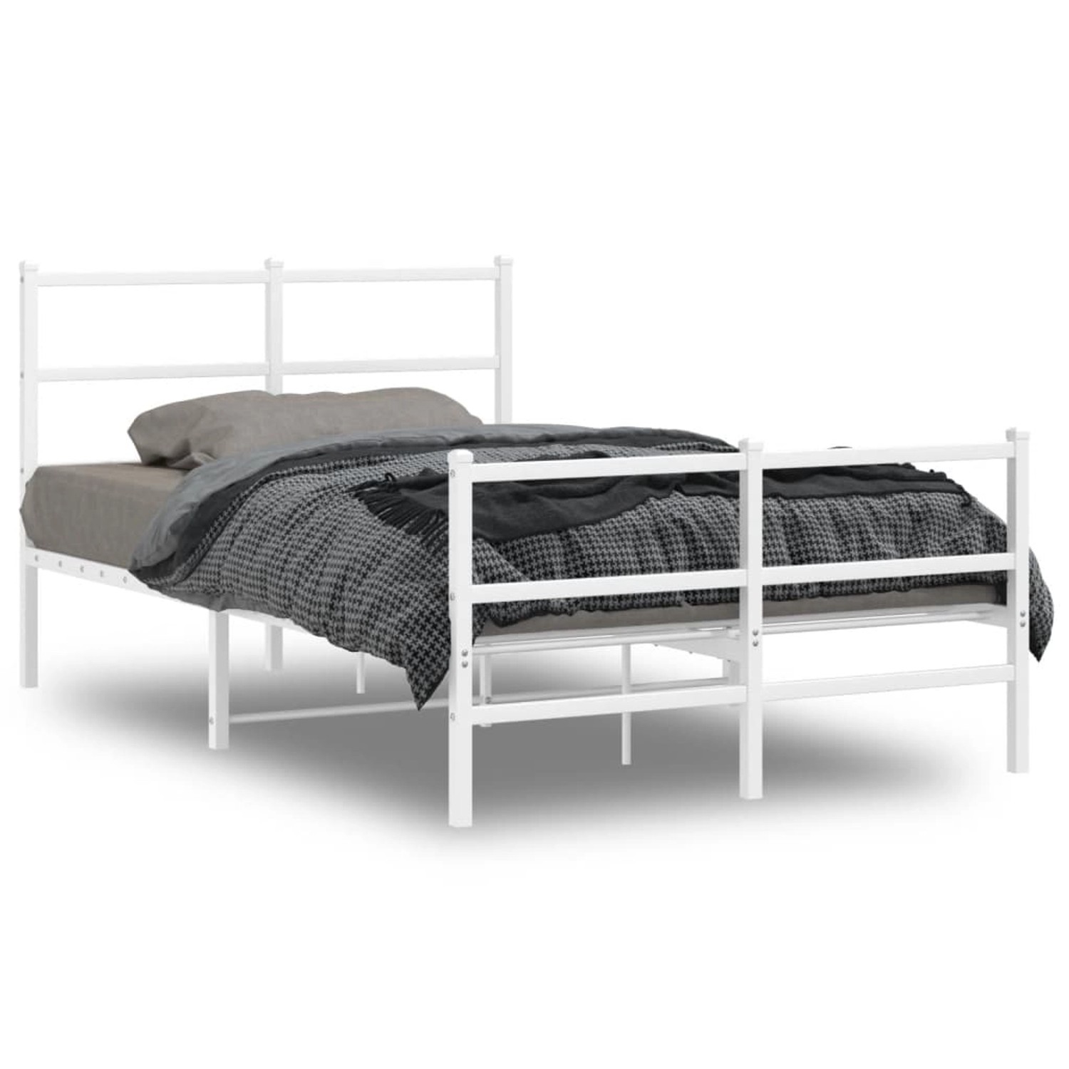 vidaXL Bettgestell mit Kopf- und Fußteil Metall Weiß 120x200 cm 355430 günstig online kaufen