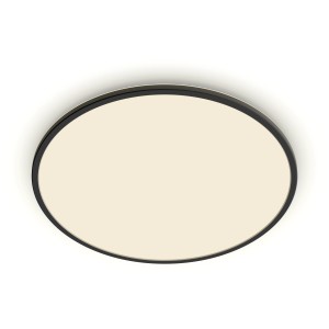 Schwarzes, rundes Philips LED-Panel Superslim SceneSwitch, 36W, für Deckenmontage.