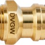 Geka plus-Gerätestecker aus Messing, 13 mm (1/2 Zoll), für Trinkwasseranwendungen.