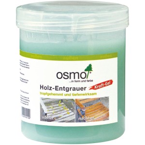 Osmo Holz Entgrauer Kraft-Gel 500ml im transparenten Kunststoffeimer. Spezialreinigungsmittel für vergrautes Holz.