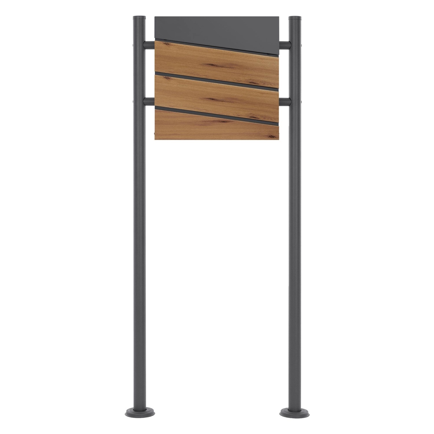 ML-Design Standbriefkasten Anthrazit-Holzoptik mit Zeitungsfach und Pfosten günstig online kaufen
