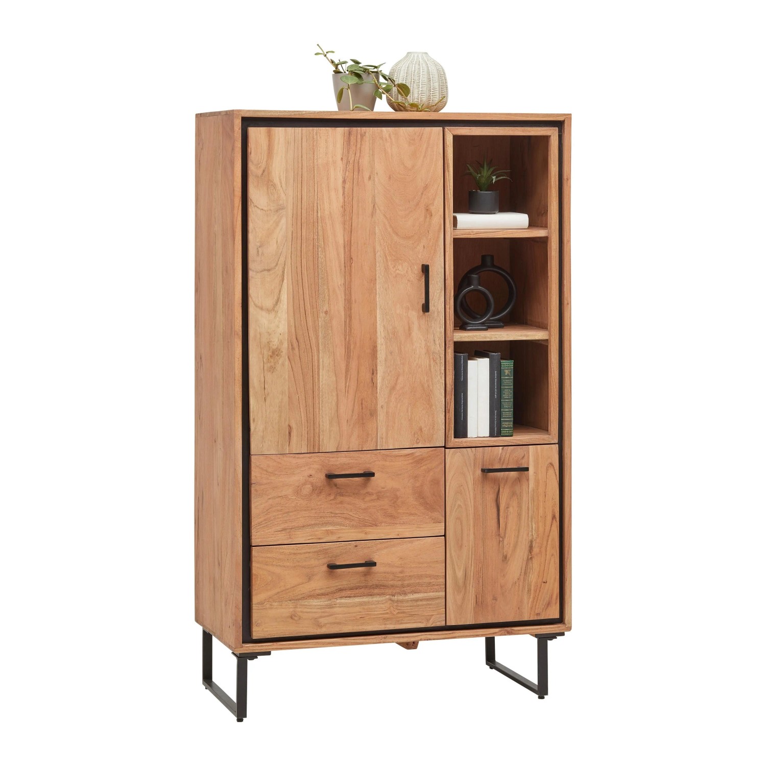 Mömax Highboard Shiva Schwarz/Akaziefarben