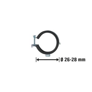 Gelenkrohrschelle M8, 26-28mm, verzinkt für Schallschutzrohre.
