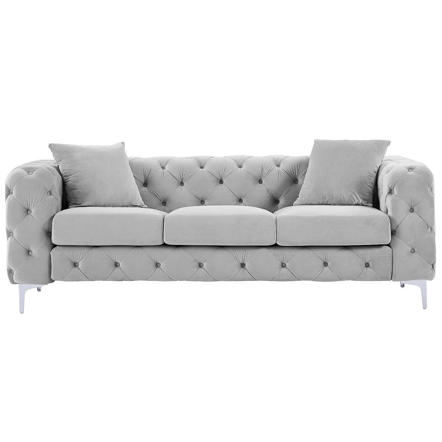 Vente-unique Sofa Ohne Schlafmöglichkeit Edwina Hellgrau 220 cm