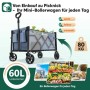 Blauer Sekey Bollerwagen, faltbar, 60L Volumen, 80kg Tragkraft. Ideal für Camping, Einkauf und Strand.
