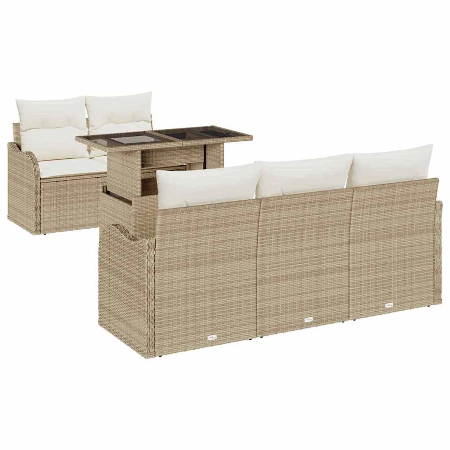 vidaXL Garten-Sofa-Set mit Kissen 6-Tlg Beige Poly Rattan 3348377 günstig online kaufen