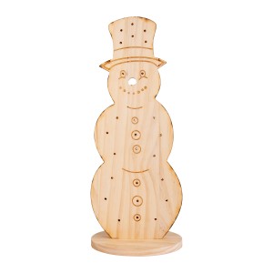 Näve LED Holz Schneemann, 80cm, für Innen & Außen, warmweiß, batteriebetrieben. Weihnachtsdeko für stimmungsvolle Beleuchtung.