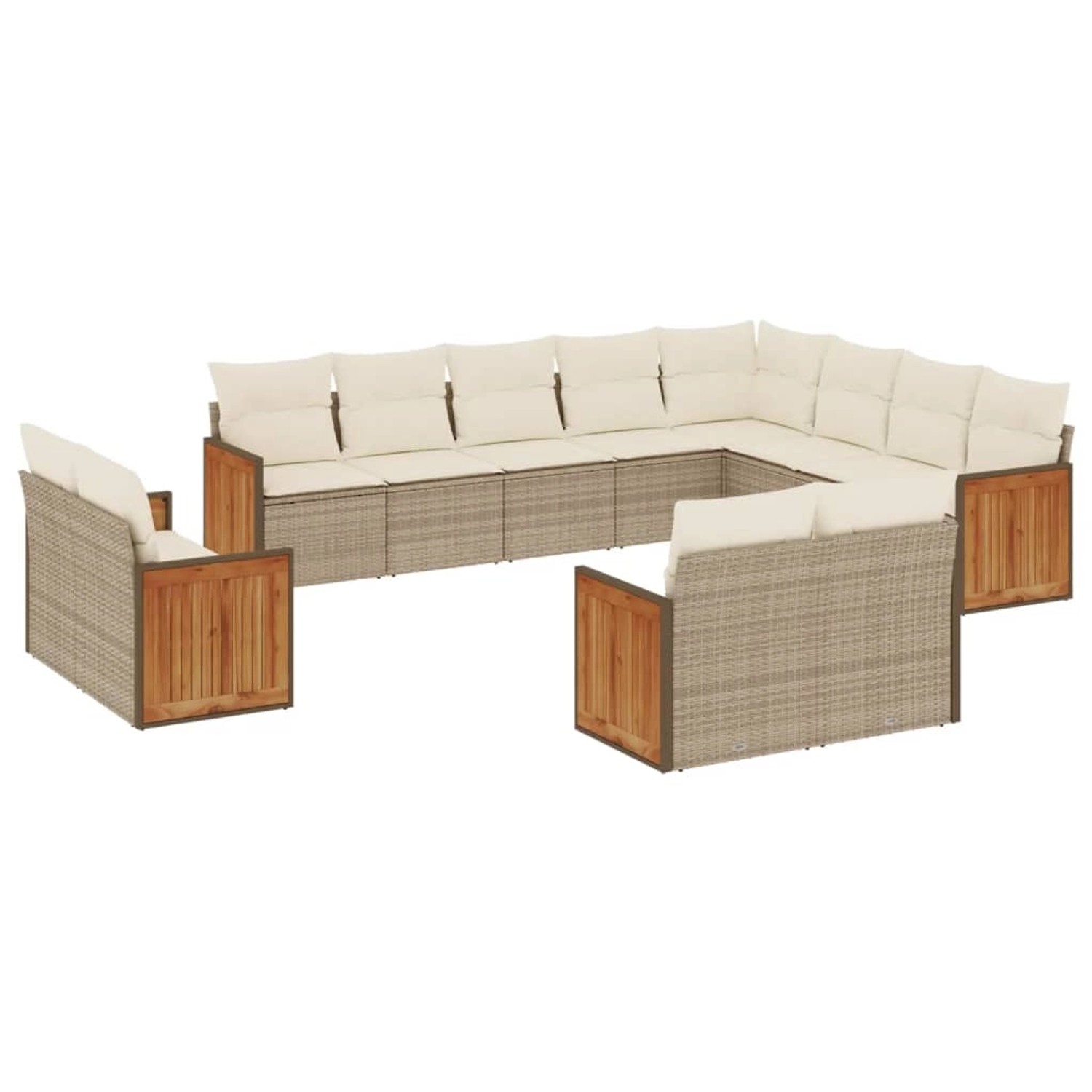 vidaXL 12-Tlg Garten-Sofagarnitur mit Kissen Beige Poly Rattan 3260595 günstig online kaufen