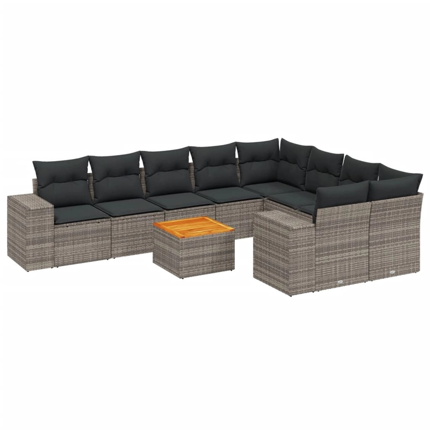vidaXL 10-Tlg Garten-Sofagarnitur mit Kissen Grau Poly Rattan 3225605 günstig online kaufen