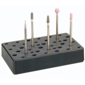 Proxxon Graviergerät GG 12 Zubehör: Verschiedene Schleif- und Polieraufsätze in Halterung.