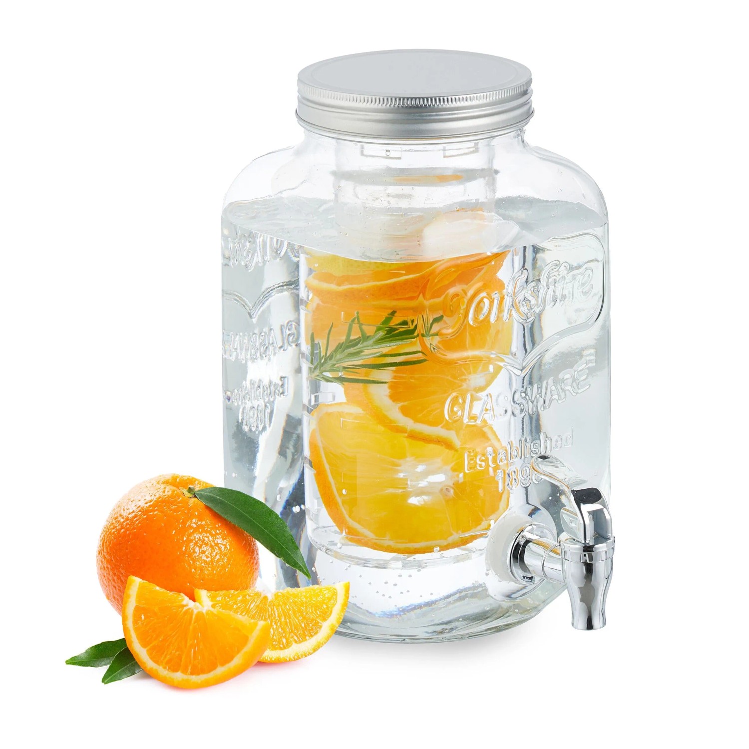 Relaxdays Getränkespender Glas Transparent mit Einsatz 4 Liter