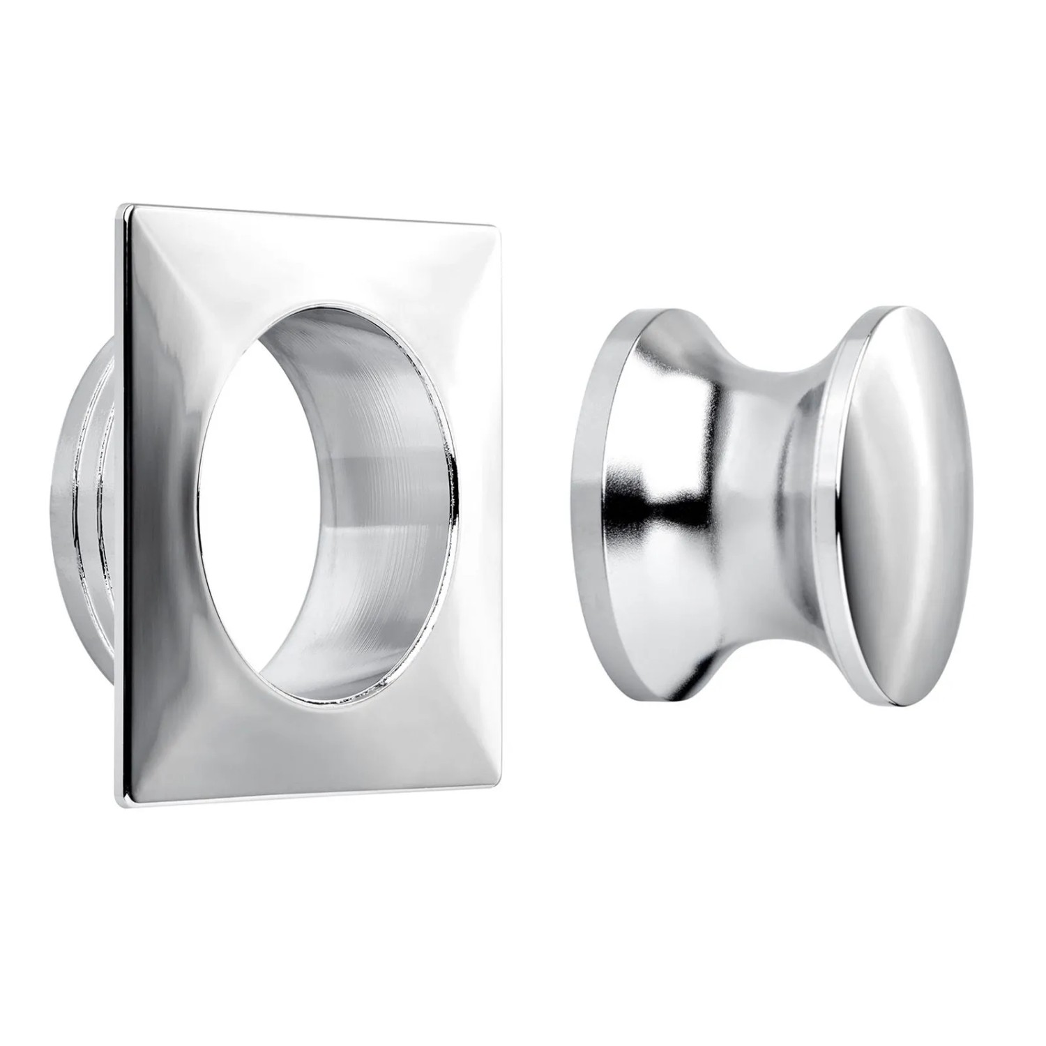 SOTECH Push Lock Druckknopf Ø23 mm Chrom Poliert inkl. Rosette Eckig für 19 mm Türstärke Passend für Drehstangen Schloss Aufbauschloss
