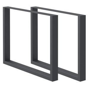 2 anthrazitfarbene Tischbeine aus Stahl (90x72 cm) für Esstische.