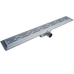 Glasdeals Edelstahl-Duschrinne, 90 cm, grau, mit Siphon für bodengleiche Duschen.