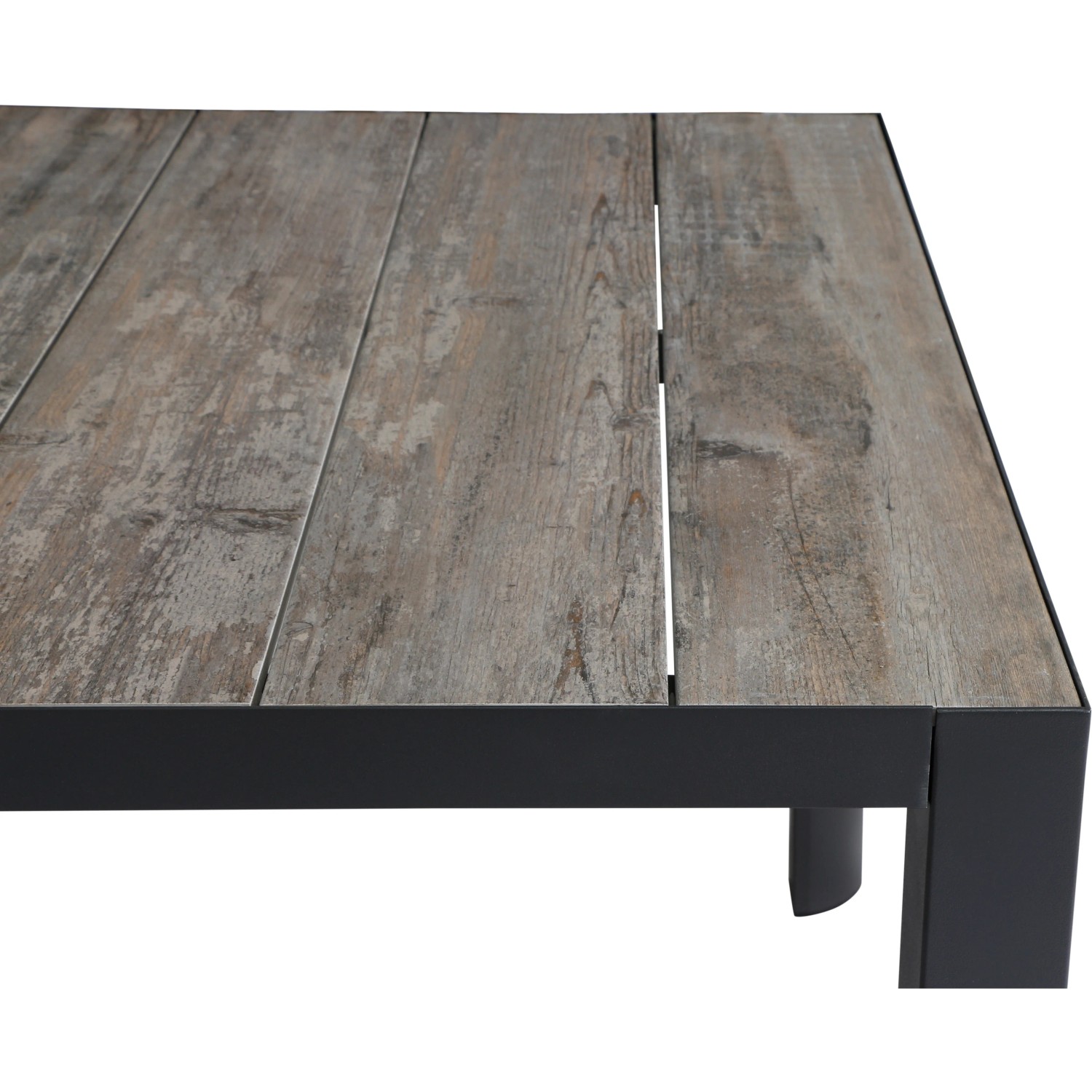 Detailansicht: Rechteckiger Siena Garden Gartentisch Silva, Washed Grau, 100x220 cm.