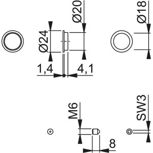 Technische Zeichnung AnsaPro Türdrücker Führungsringe Set, Maße und Details.