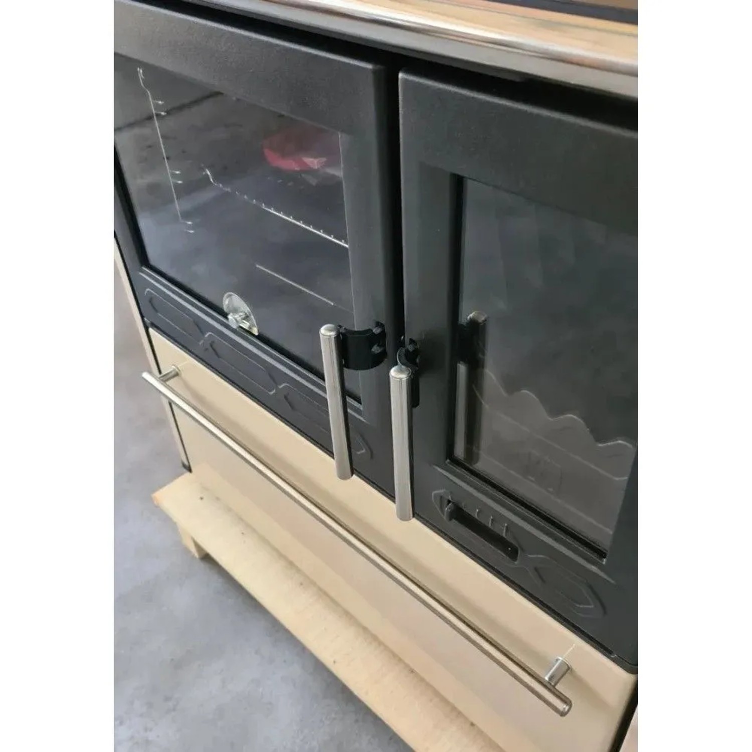 Plamen Küchenofen Holzherd 850 Glas Creme Linke Version und 8 kW_3