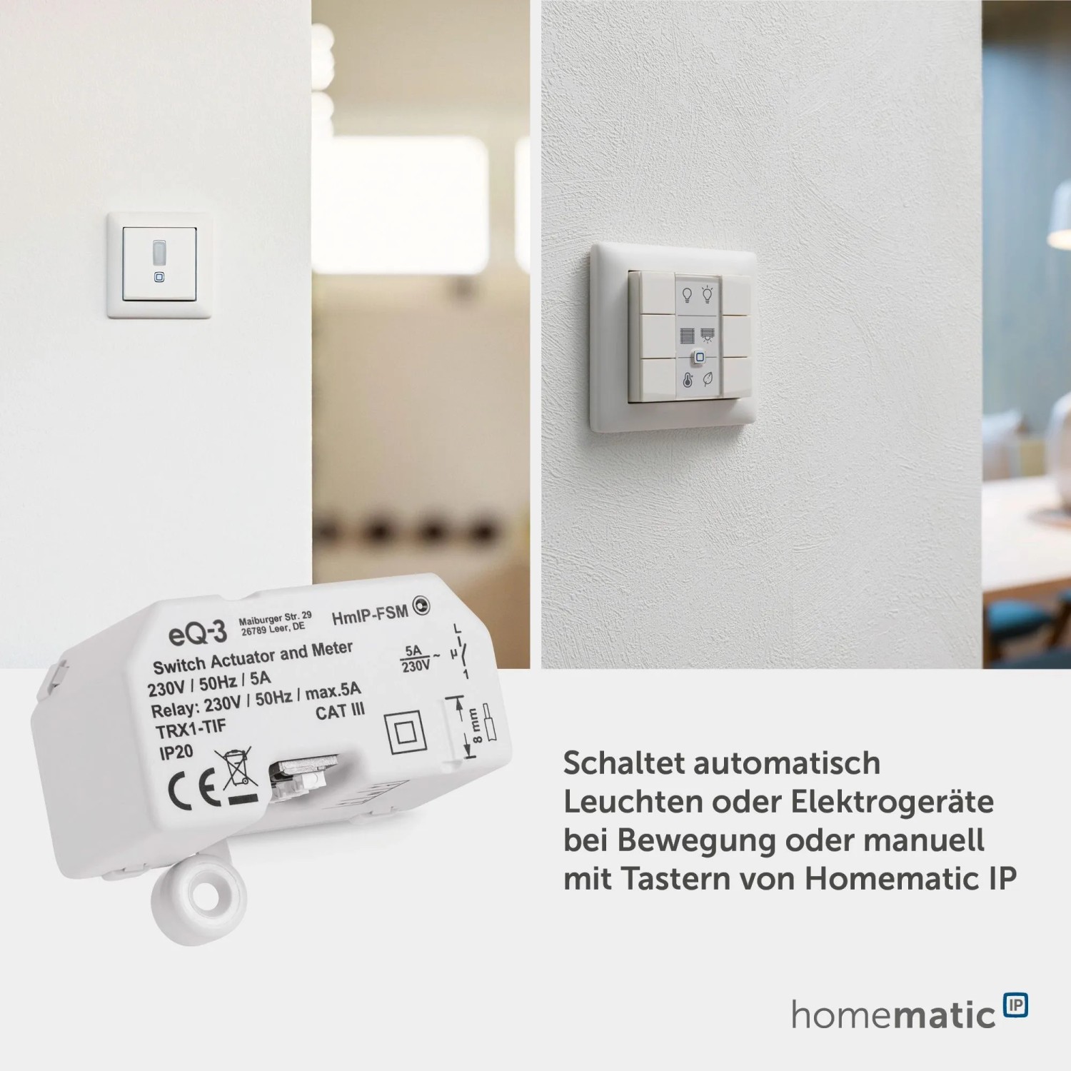 HmIP Schalt-Mess-Aktor (16 A) Unterputz für Hausautomation im Smart Home System.