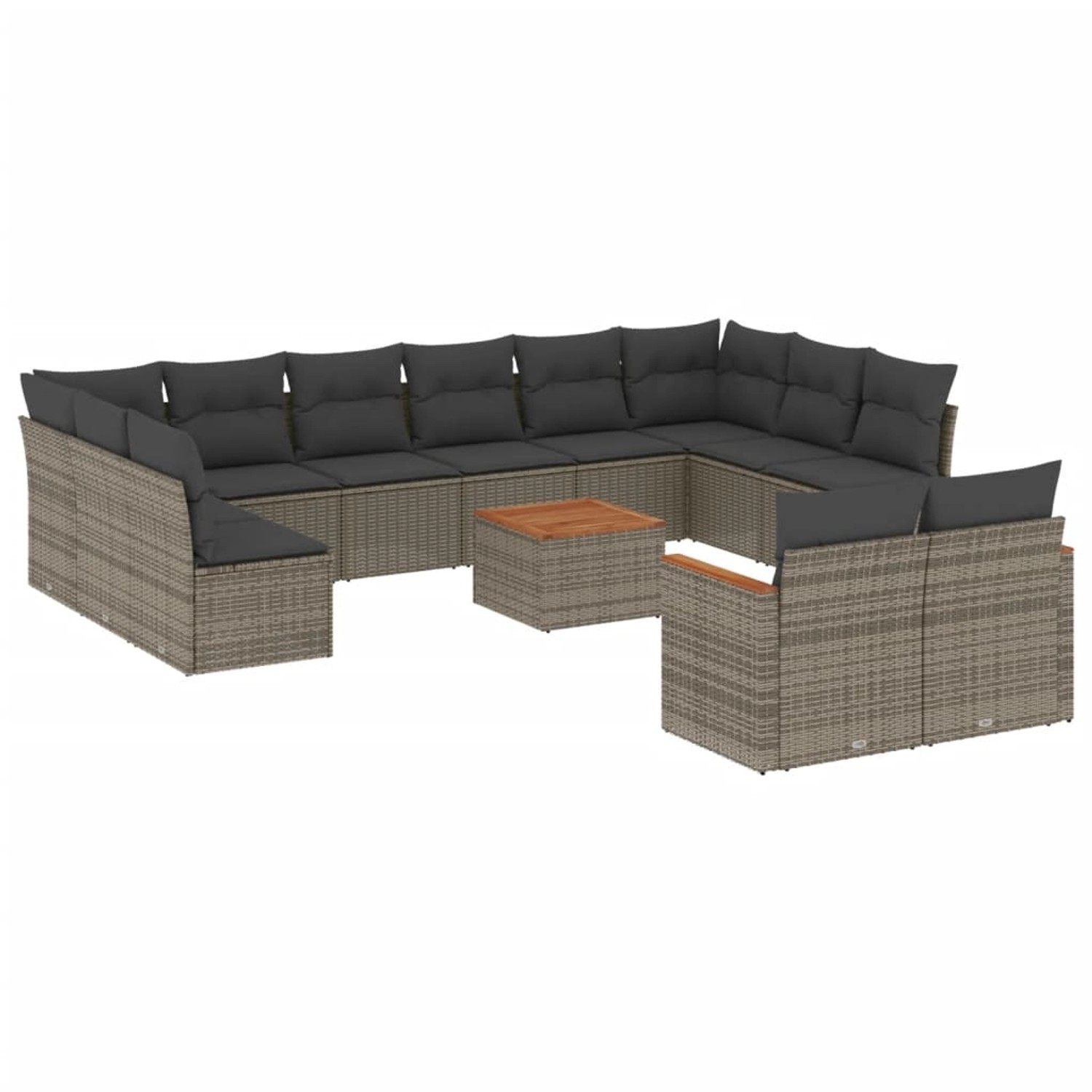 vidaXL 13-Tlg Garten-Sofagarnitur mit Kissen Grau Poly Rattan 3226452 günstig online kaufen