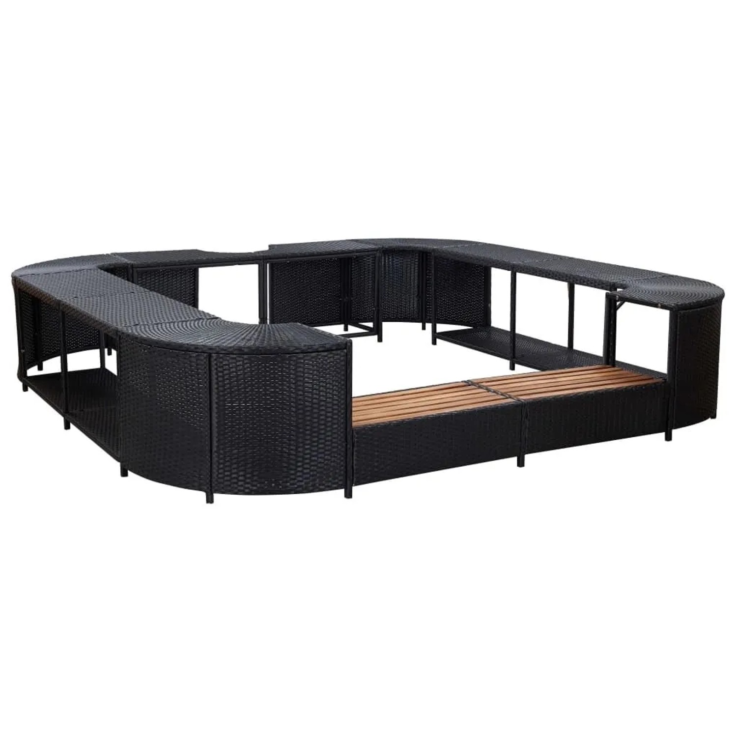 vidaXL Whirlpool-Umrandung Quadratisch Schwarz 268x268x55 Poly Rattan 46073