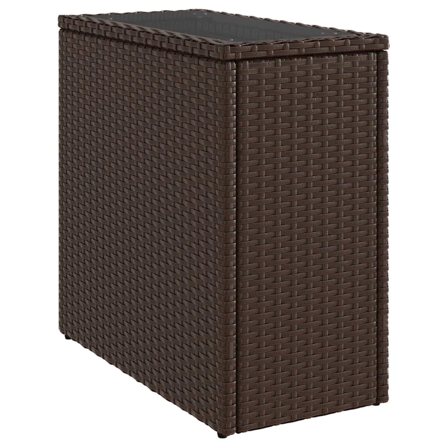 vidaXL Garten-Beistelltisch mit Glasplatte Braun 58x27,5x55 cm Rattan 36621 günstig online kaufen