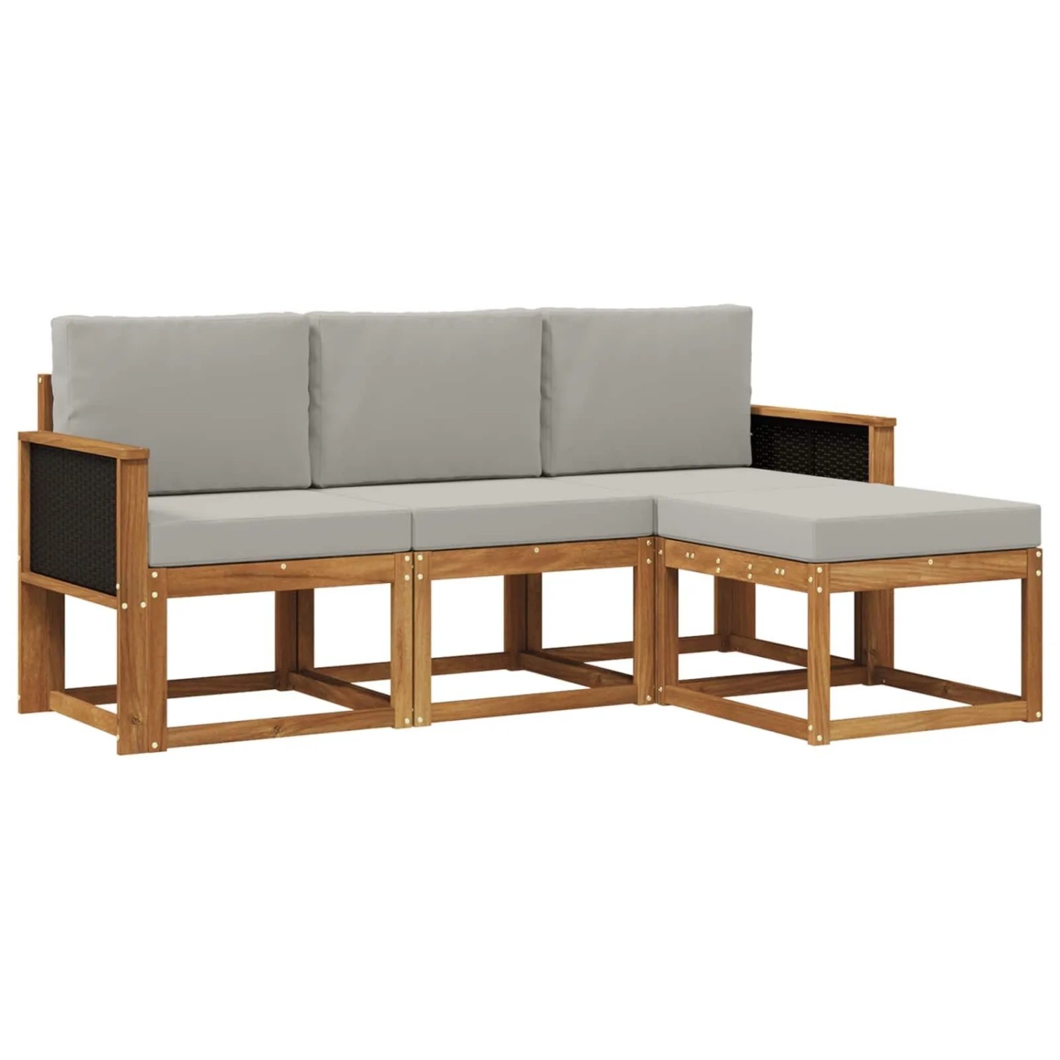 vidaXL Outdoor-Sofagarnitur mit Kissen 4 Stk Natur und Hellgrau 3385102