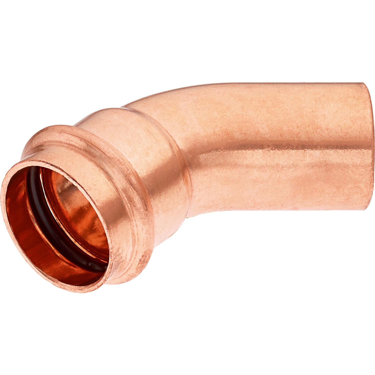 Kupfer Press-Bogen 45 Grad, Ø 28 mm, für Heizung und Sanitär.