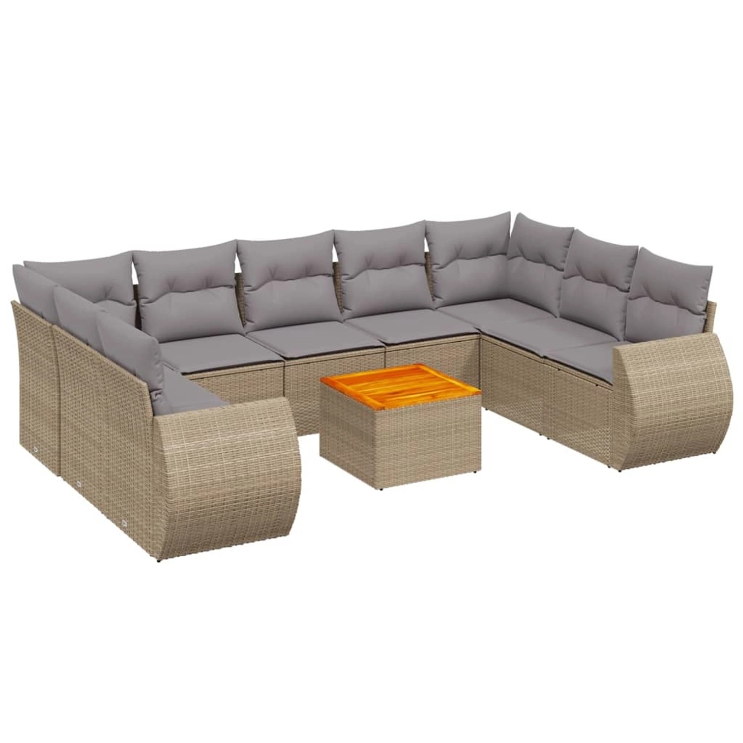 vidaXL 10-Tlg Garten-Sofagarnitur mit Kissen Beige Poly Rattan 3257480 günstig online kaufen