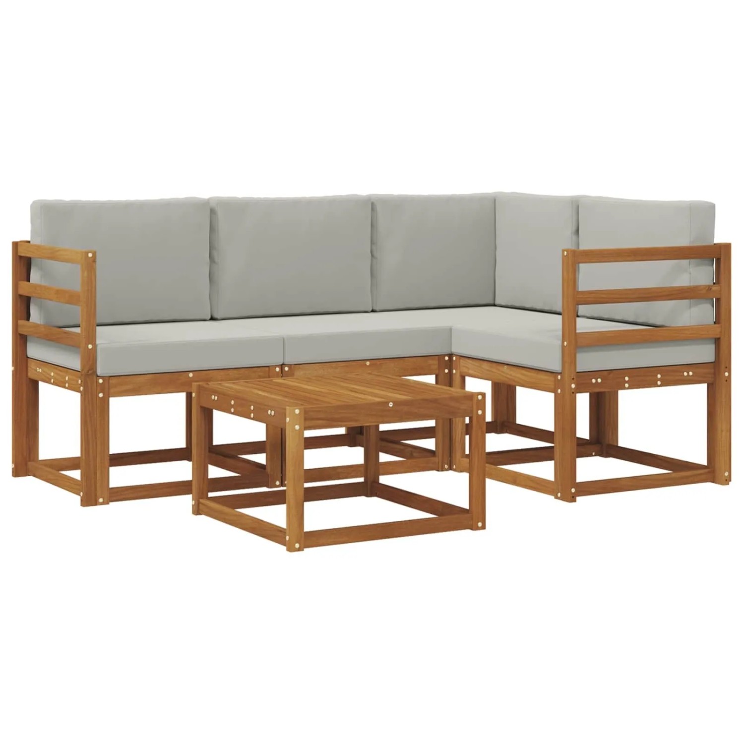 vidaXL Outdoor-Sofagarnitur mit Kissen 5 Stk Natur und Hellgrau 3366344