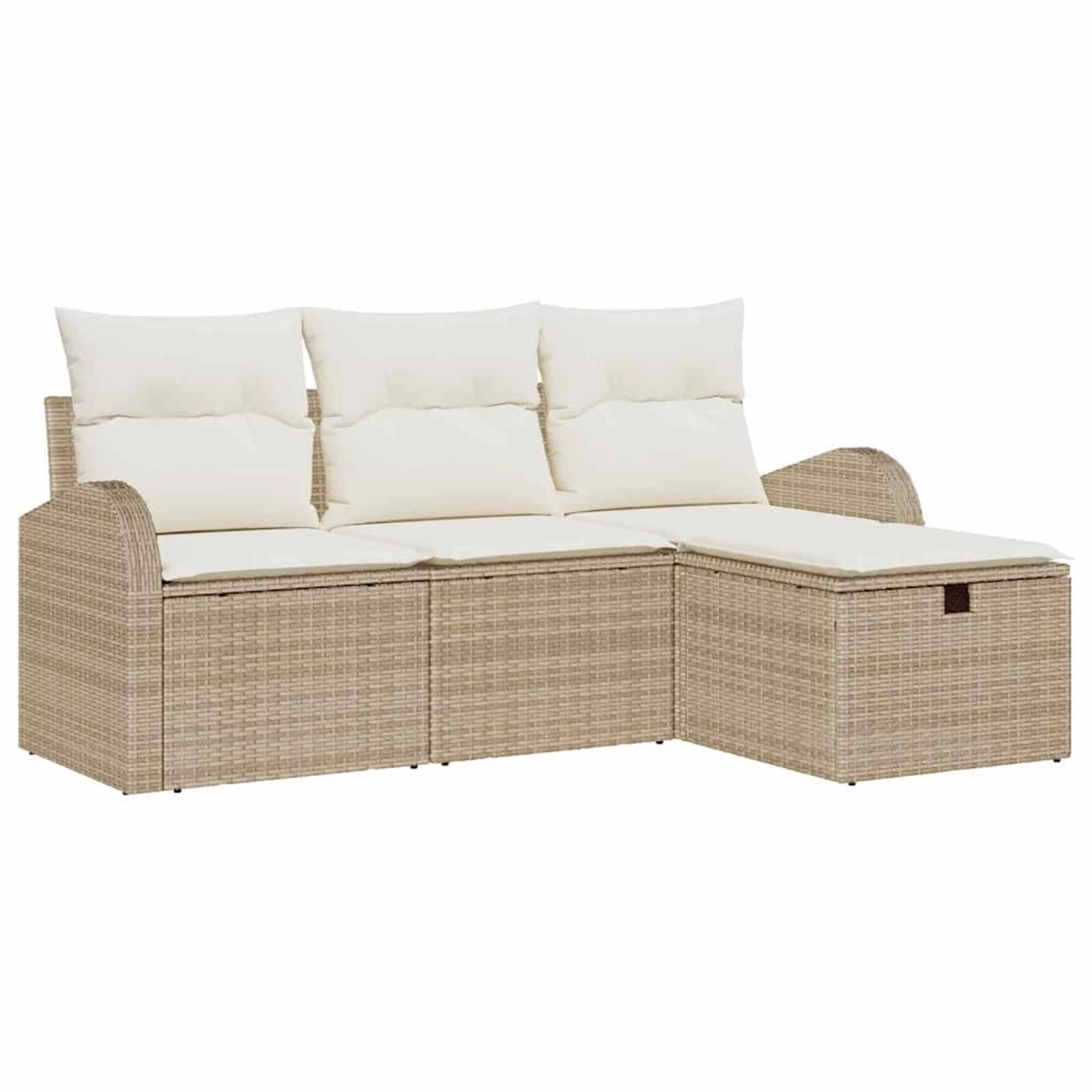 vidaXL Garten-Sofa-Set mit Kissen mit Speicher 4-Tlg Beige Poly Rattan 3360 günstig online kaufen