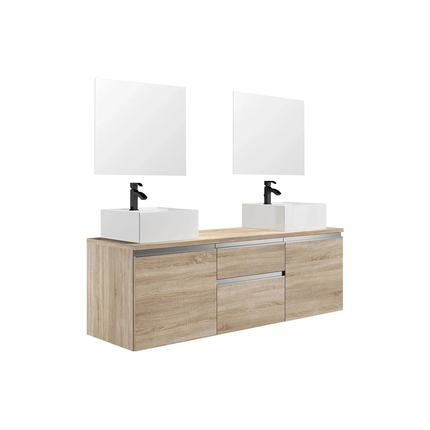 Vente-unique Doppelwaschtisch Jimena Naturfarben Hell 150 cm